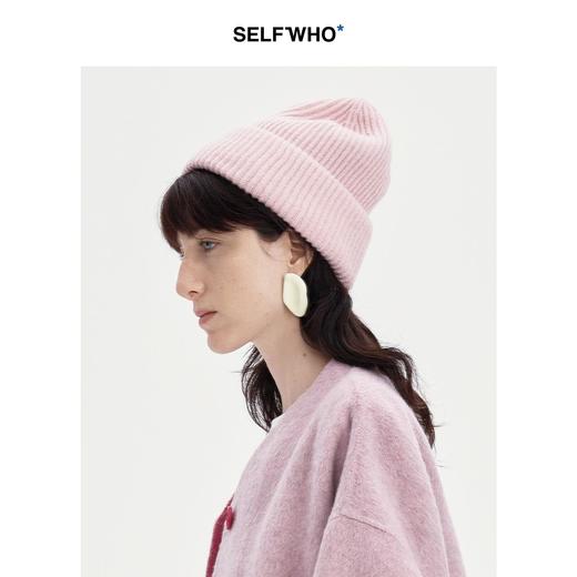 SELFWHO粉色笑脸毛针织帽女2024秋冬新款百搭保暖护耳冷帽毛线帽 商品图2