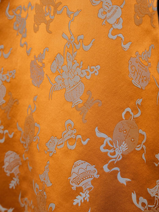 盛唐牡丹| 橙色吉祥八宝花蕾缎马甲 商品图5