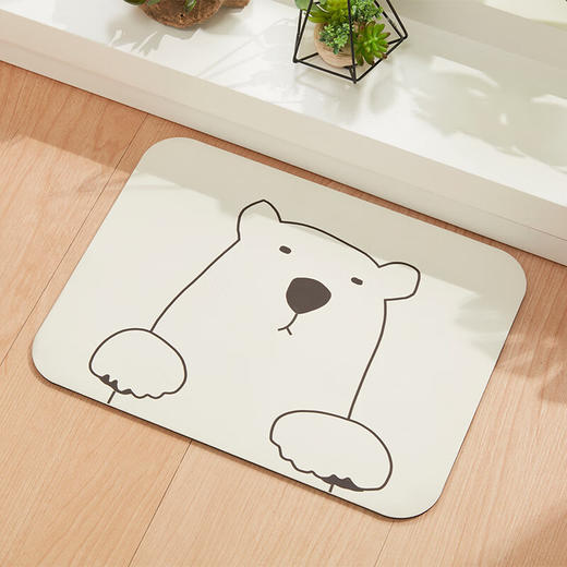 防滑硅藻土吸水软垫 白熊/熊猫/白猫/猫伙伴 商品图0