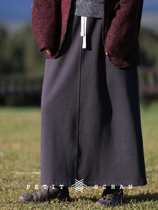 PETIT SCHAN小闪 CLO#370 Mung Bean Boiled Milk 绿豆煮奶 新疆长绒棉松紧腰刺绣加绒长半裙 商品图1