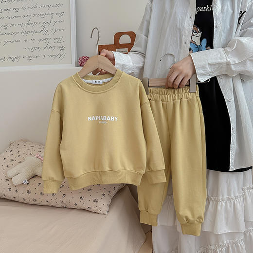 【INS秋季新款，童趣满满！彩色字母卫衣长裤套装】INS秋季新款中小童韩版童装 棉质字母彩色 男女童卫衣长裤套装-QQ 商品图5