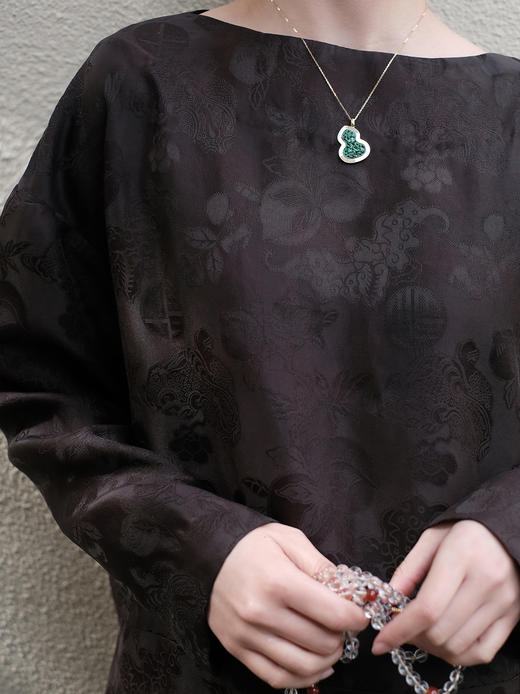 盛唐牡丹 |蜜褐色香云纱八宝如意上衣 商品图3