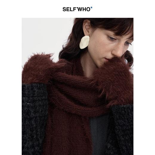 SELFWHO红色毛茸茸保暖加厚五指手套女2024秋冬新款防寒分指手套 商品图2