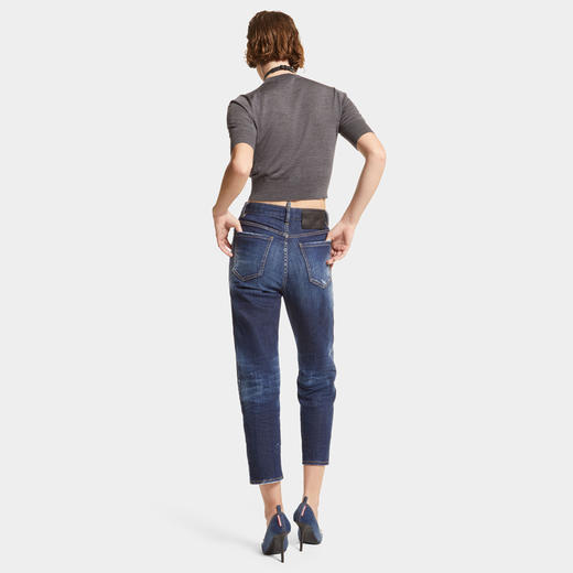 【一】DSQUARED2 女士徽标标签休闲牛仔裤 蓝色 S75LB0942 S30342 470 商品图3