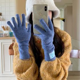 【YW】无忧购韩系ins学院风80%羊毛触屏露指针织毛线手套（截单后7天发货)