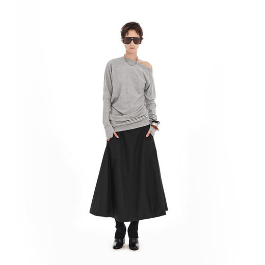 NUTH黑色中长款夹棉a字半身裙女秋冬 商品图1