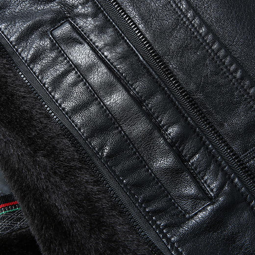 【可拆卸内胆】【可拆卸毛领】【新款DLC】大依优型大码翻领pu皮夹克外套加肥加大肥佬休闲上衣男士胖子潮流 商品图6