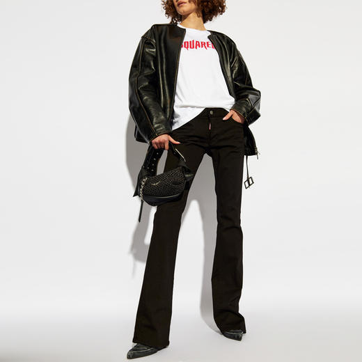 【一】DSQUARED2 女士徽标标签休闲牛仔裤 黑色 S75LB0986 S39781 900 商品图3