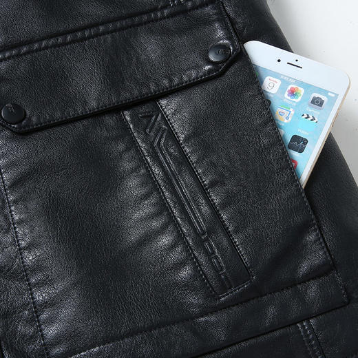 【可拆卸内胆】【可拆卸毛领】【新款DLC】大依优型大码翻领pu皮夹克外套加肥加大肥佬休闲上衣男士胖子潮流 商品图10