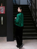 盛唐牡丹| 黑色丝绒松紧腰女裤-祖母绿裤脚口 商品缩略图4