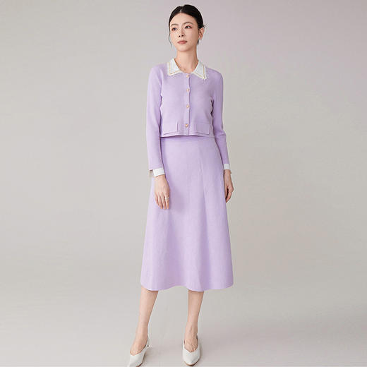 【hrf】全新升级【铂金会员468/天猫629/差价161】(03014) 洛诗琳秋冬法式温柔暗纹提花*绝美针织小香风两件套 商品图1