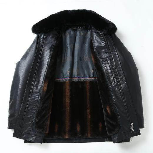 【可拆卸内胆】【可拆卸毛领】【新款DLC】大依优型大码翻领pu皮夹克外套加肥加大肥佬休闲上衣男士胖子潮流 商品图5