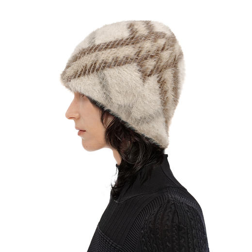 NUTH  正反两面戴保暖格纹毛绒针织冷帽女 商品图5