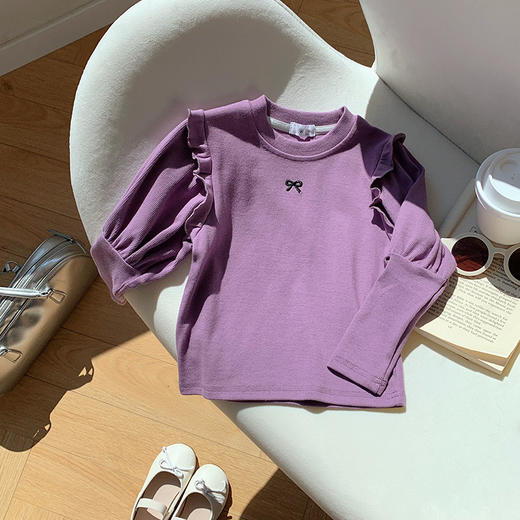 【女童新款打底衫，蝴蝶结刺绣设计】女童打底衫韩版春季新款 刺绣蝴蝶结上衣 女孩圆领中小儿童T恤-QQ 商品图10