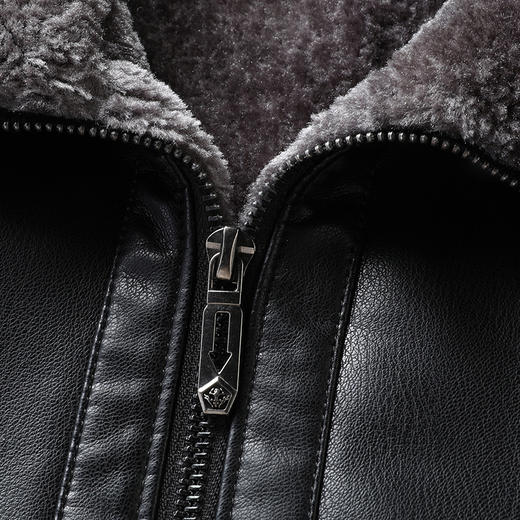 【新款DLC】大依优型大码翻领pu皮夹克皮毛一体加绒外套加肥加大肥佬休闲上衣男士胖子潮流 商品图5