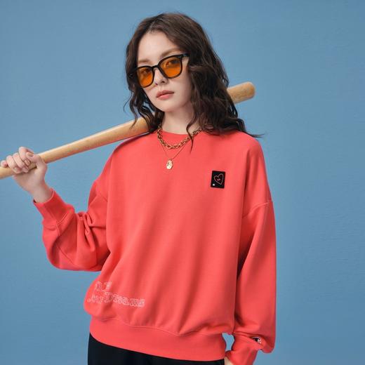 1F【Champion】冠军卫衣美式潮流红色爱心贴标罗纹圆领上衣 商品图1