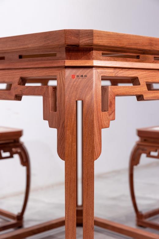 红桥红  家具严选  缅甸花梨（大果紫檀）【石面 78 仿故宫文竹 方桌五件套】 商品图2
