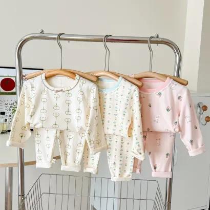 哈萌熊童装儿童秋季新款长绒棉莱卡家居服套装男童秋款睡衣女童秋装空调服中大童衣服（卡码往大拍） 商品图0