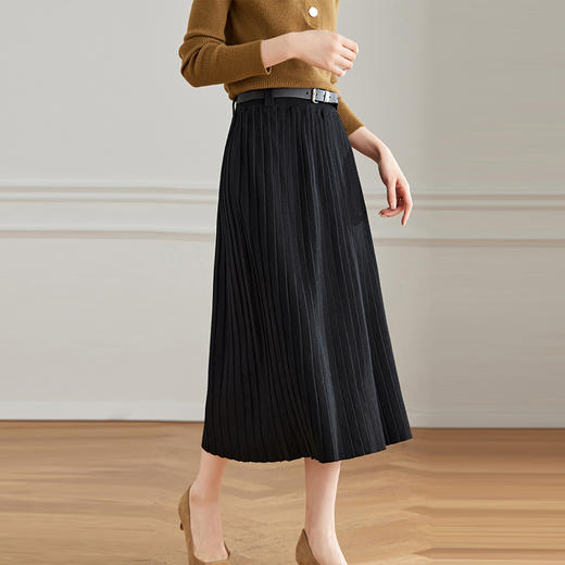 馥迦气质优雅磨毛百褶半身裙（配腰带） 商品图5