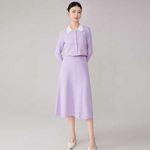 【hrf】全新升级【铂金会员468/天猫629/差价161】(03014) 洛诗琳秋冬法式温柔暗纹提花*绝美针织小香风两件套 商品图2