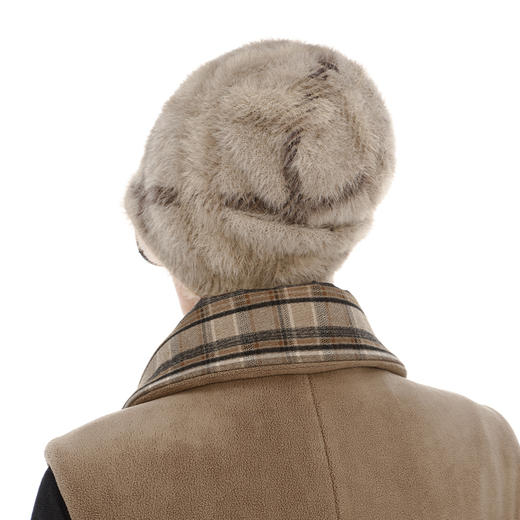 NUTH  正反两面戴保暖格纹毛绒针织冷帽女 商品图4