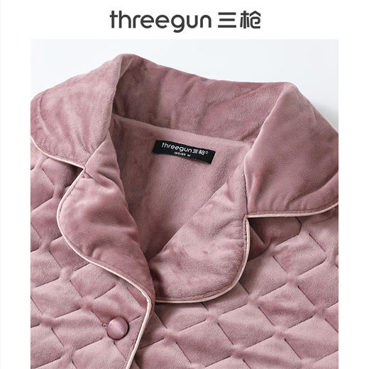 Threegun三枪 【婴儿绒】绗棉翻领开襟女家居套-82018D011 商品图8