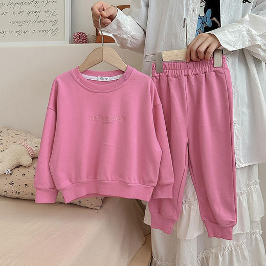 【INS秋季新款，童趣满满！彩色字母卫衣长裤套装】INS秋季新款中小童韩版童装 棉质字母彩色 男女童卫衣长裤套装-QQ 商品图14