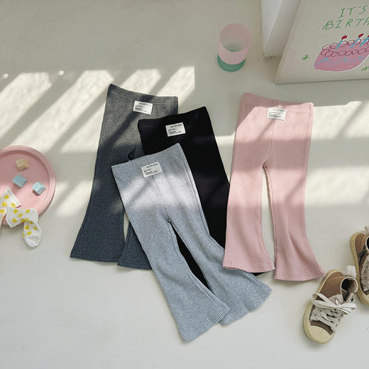 【女童喇叭裤，洋气纯色修身弹力打底裤】韩版童装女童喇叭裤春秋新款 小女孩洋气纯色修身弹力打底裤 修身弹力 洋气有型-QQ 商品图1