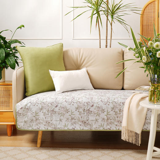 桃花夭夭系列沙发巾棉四季通用高端轻奢防滑高级感高档靠包定制 商品图0