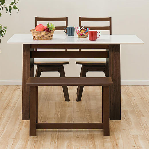 【家具】伸缩餐桌 罗比亚 白色/中棕色 商品图3