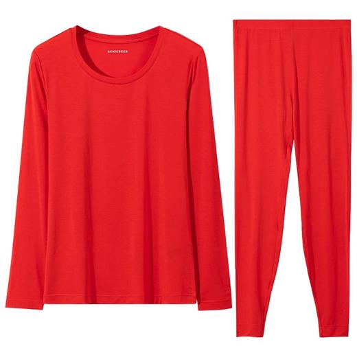 【蚕丝莫代尔情侣款】SCHIESSER德国舒雅情侣款女士莫代尔圆领爆款保暖衣打底衣套装30/21821W 商品图1