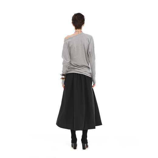 NUTH黑色中长款夹棉a字半身裙女秋冬 商品图4