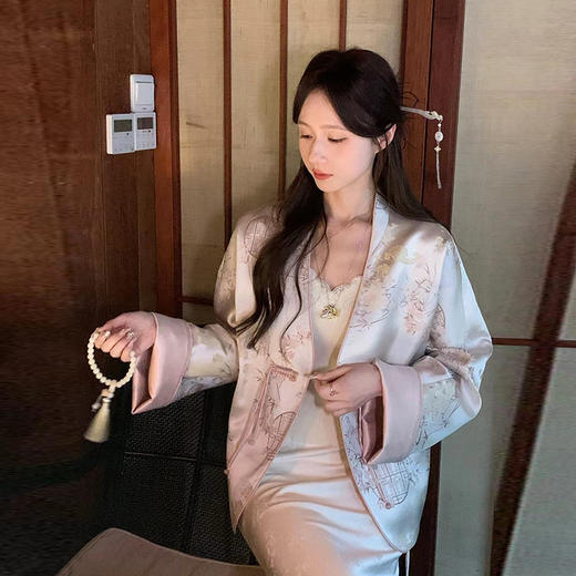 金蘑菇菇【梦华录】设计师高定新中式高级感提花气质百搭国风外套 商品图0