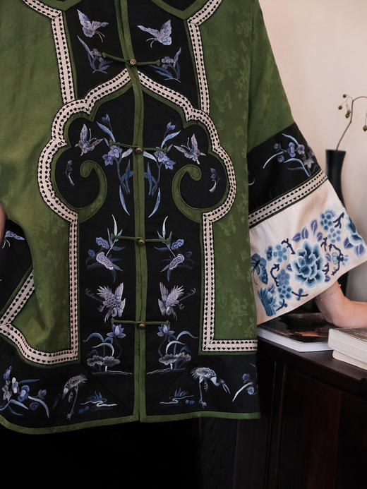 盛唐牡丹|高货-香云纱三蓝绣对襟外套 商品图1