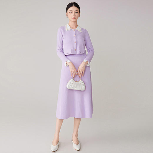 【hrf】全新升级【铂金会员468/天猫629/差价161】(03014) 洛诗琳秋冬法式温柔暗纹提花*绝美针织小香风两件套 商品图0