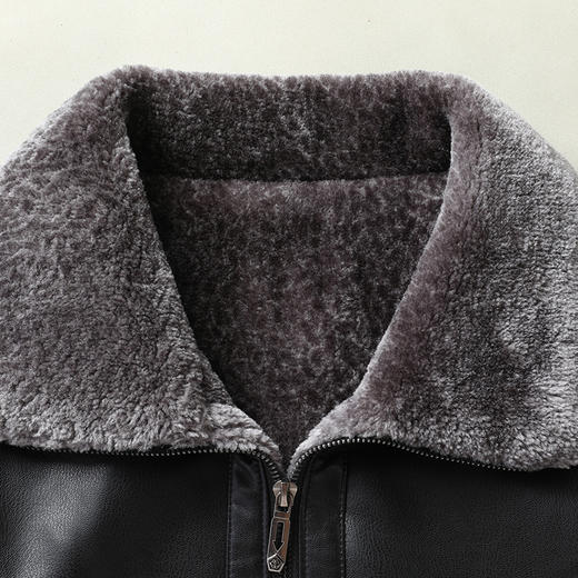 【新款DLC】大依优型大码翻领pu皮夹克皮毛一体加绒外套加肥加大肥佬休闲上衣男士胖子潮流 商品图4