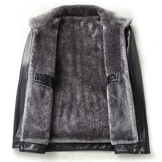 【新款DLC】大依优型大码翻领pu皮夹克皮毛一体加绒外套加肥加大肥佬休闲上衣男士胖子潮流 商品图7