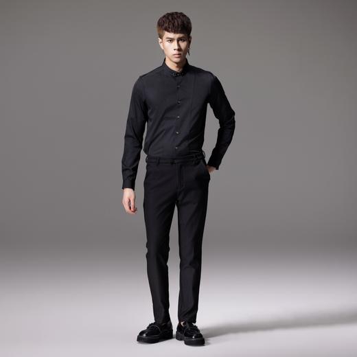 PINLI品立秋季新款纯色修身免烫抗皱衬衫男商务休闲长袖衬衣B242113094 商品图3