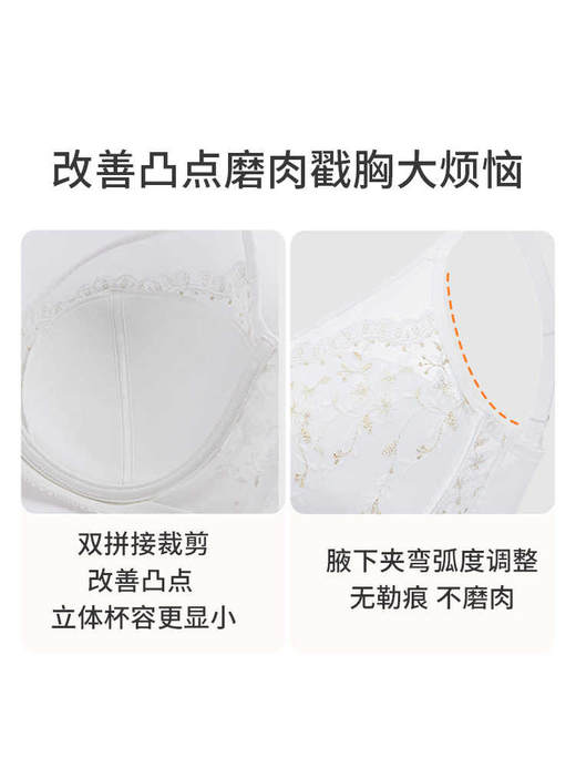 奶糖派大胸分胸型内衣浮雕花海蕾丝刺绣大码文胸女聚拢防下垂 商品图4