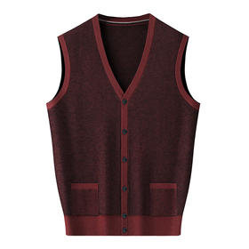 【100%羊毛】【新款DWP】大依优型大码V领针织开衫马甲背心休闲针织衫毛背心加肥加大上衣男士胖子大码毛衫t恤打底