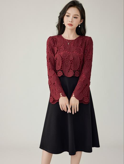 奢姿2024年秋季新款大码女装针织拼接裙子胖妹妹休闲假两件连衣裙9943860356 商品图1