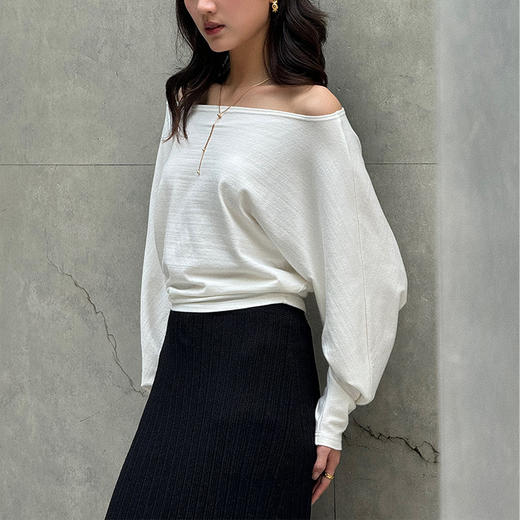 【顺丰包邮】99313 洛诗琳一字肩羊绒上衣松紧腰半身裙两件套女637 商品图4