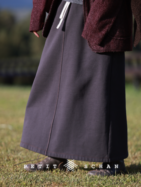 PETIT SCHAN小闪 CLO#370 Mung Bean Boiled Milk 绿豆煮奶 新疆长绒棉松紧腰刺绣加绒长半裙