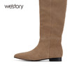 westory2024秋冬新款复古小众堆堆靴尖头褶皱高筒百搭平底时装靴W24DI83941 商品缩略图3