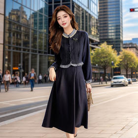 奢姿大码女装2024秋冬假两件针织时尚连衣裙胖妹妹气质小立领裙子9944891096