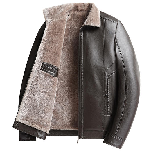 【新款DLC】大依优型大码翻领pu皮夹克皮毛一体加绒外套加肥加大肥佬休闲上衣男士胖子潮流 商品图3