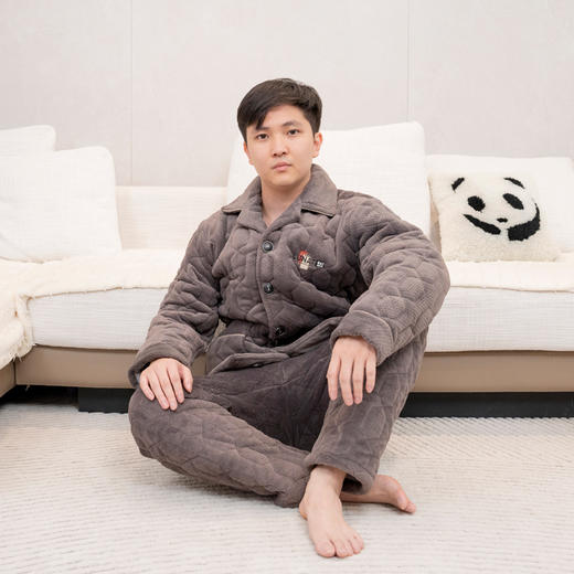 【169元1套】秋冬男士夹棉开衫家居服-2243239 商品图0