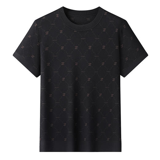 【新款DWP】大依优型大码圆领满印短袖T恤毛衫针织衫加肥加大毛衣大号胖子宽松毛衫男装上衣打底 商品图2