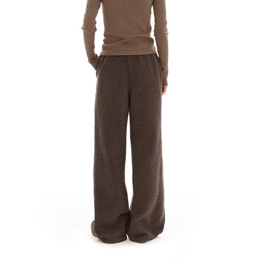 NUTH复古宽松摇粒绒卫裤厚款直筒阔腿秋冬休闲卫裤女 灰色/棕色 商品图4