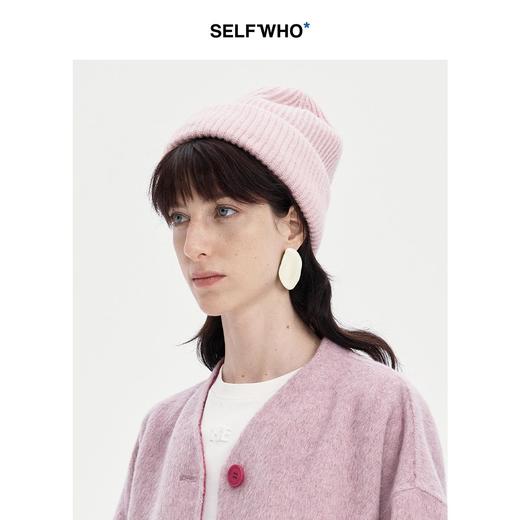 SELFWHO粉色笑脸毛针织帽女2024秋冬新款百搭保暖护耳冷帽毛线帽 商品图0